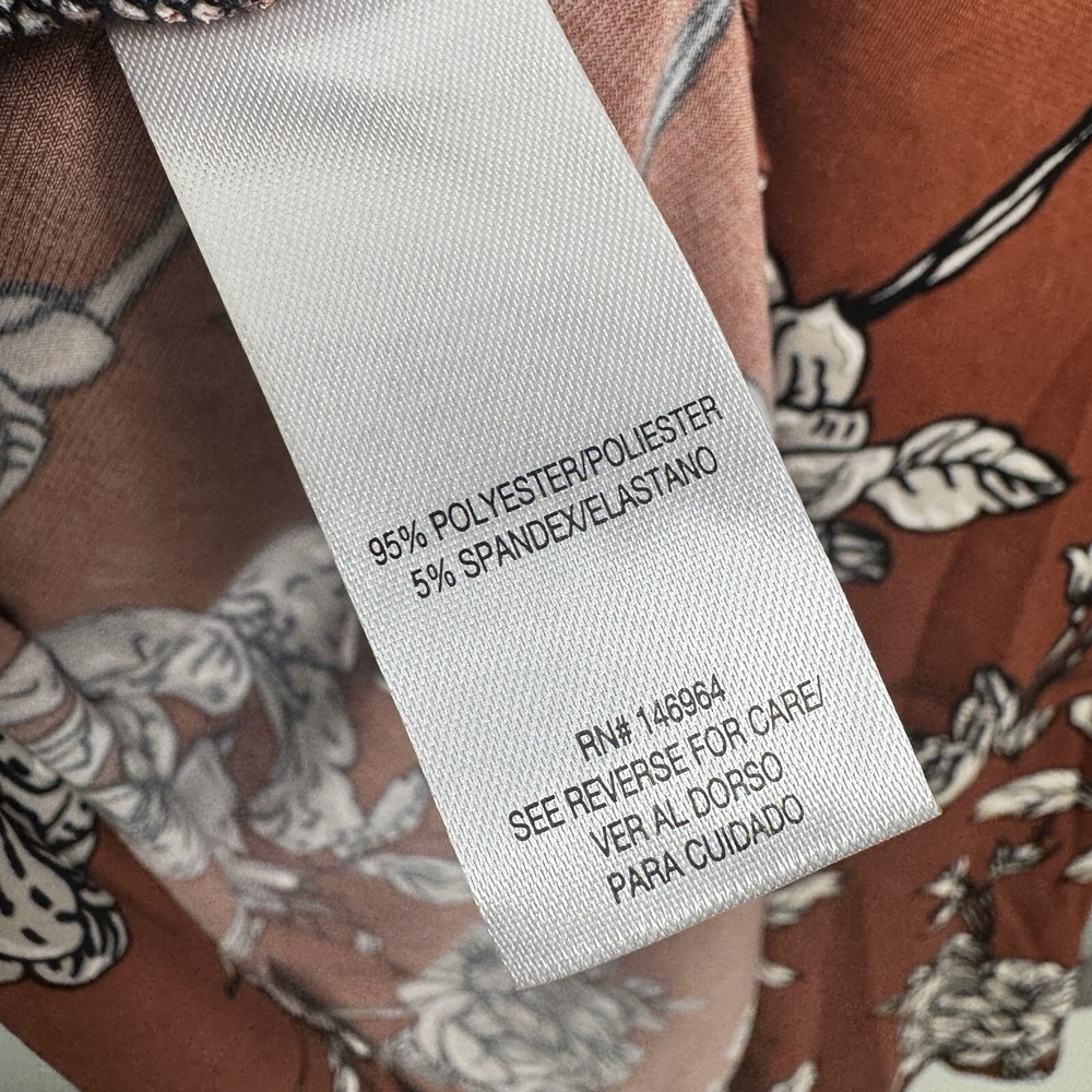 SIGNATURE By ROBBIE‎ BEE Rust White Floral Aline Dress Petite Medium NWT - Picture 7 of 7